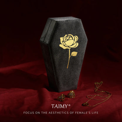 Gothic Velvet Coffin Jewelry Box – Customizable Ring & Necklace Display Case