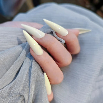 Extra Long Black Stiletto Press-On Nails – 24pc Modern French Style Set 🖤✨