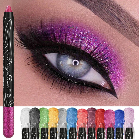 Glitter Eyeshadow & Eyeliner Pencil Set (12 Colors)