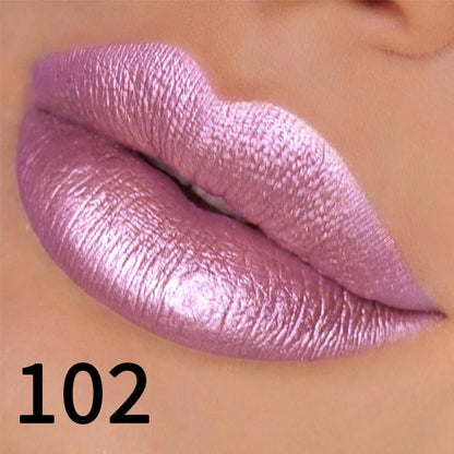 19-Color Glitter Lipstick Collection – Hydrating, Sparkling Metallic Lip Tints