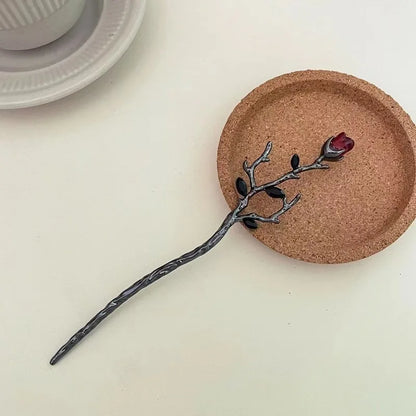 Vintage Rose Hair Stick – Elegant Floral Metal Hairpin