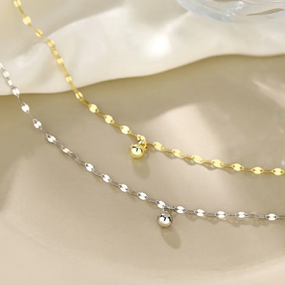Minimalist Silver Bead Anklet – Women’s Summer Beach Flat Chain Bracelet