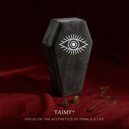 Gothic Velvet Coffin Jewelry Box – Customizable Ring & Necklace Display Case