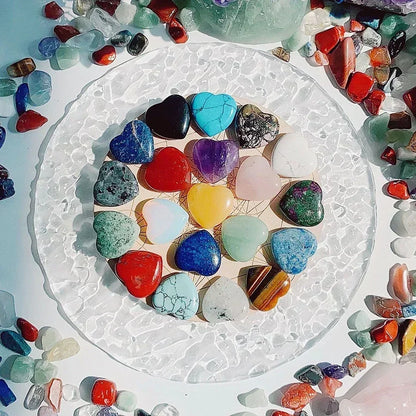 Heart-Shaped Natural Crystal Stones – Amethyst, Agate & Mineral Healing Specimens (10/20/30PCS, 20mm)