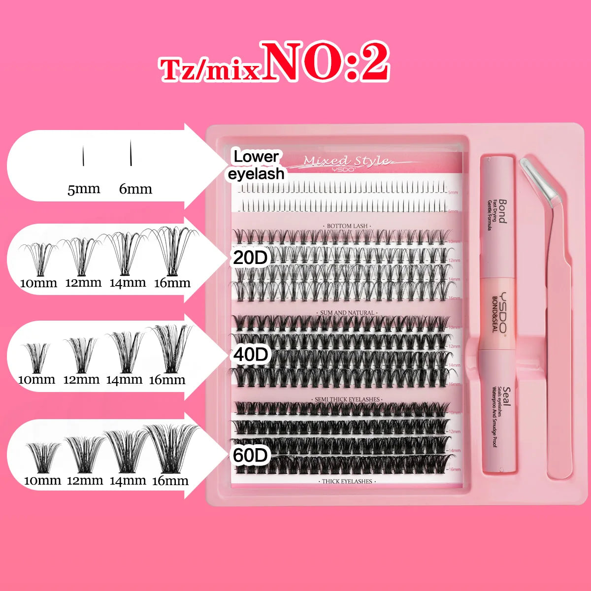 DIY Lash Cluster Extension Kit – Bond, Seal & Applicator Set (5–16mm)