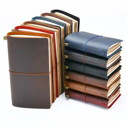 Handmade Genuine Leather Notebook – Vintage Cowhide Diary, Journal & Travel Planner Cover