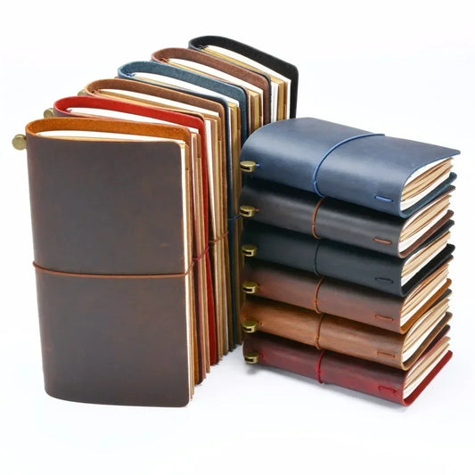 Handmade Genuine Leather Notebook – Vintage Cowhide Diary, Journal & Travel Planner Cover
