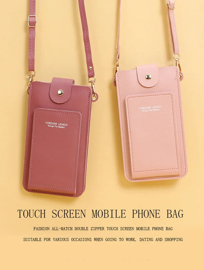 Women’s Touch Screen Crossbody Purse – Soft PU Leather Shoulder Bag with Wallet Function