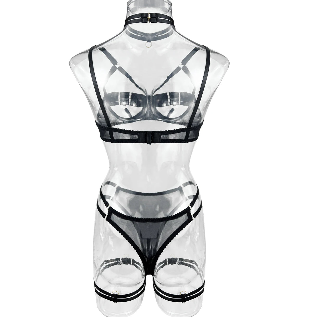 5-Piece Hollow Lingerie Set – Sensual Open Bra & Brief Outfit