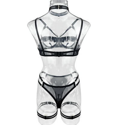 5-Piece Hollow Lingerie Set – Sensual Open Bra & Brief Outfit