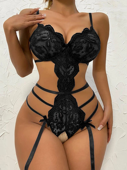 Lace Babydoll Bodysuit – Open Crotch Erotic Lingerie One-Piece
