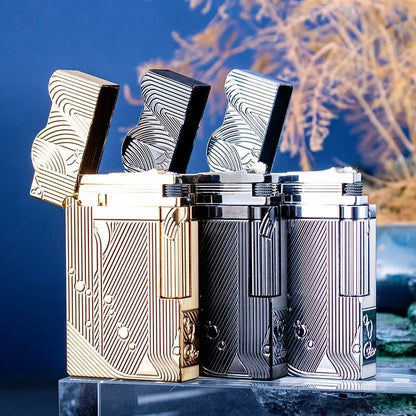 Sanji-Style Brass Kerosene Lighter – Side Pulley Ignition, Retro Collectible Gift
