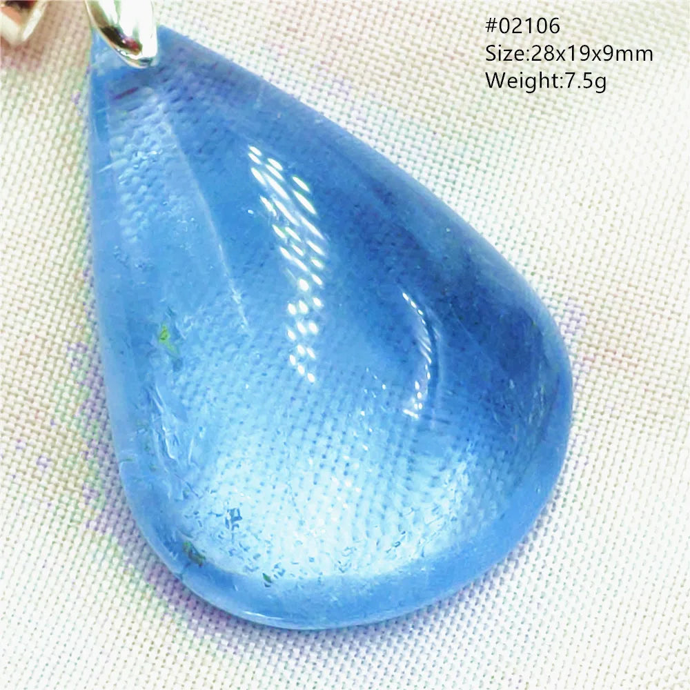 Natural Blue Topaz Quartz Pendant Necklace – Oval Healing Stone Jewelry