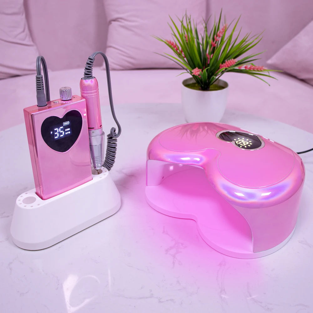 High Power 96W Heart-Shaped LED Nail Lamp – Red Light Gel Polish Dryer