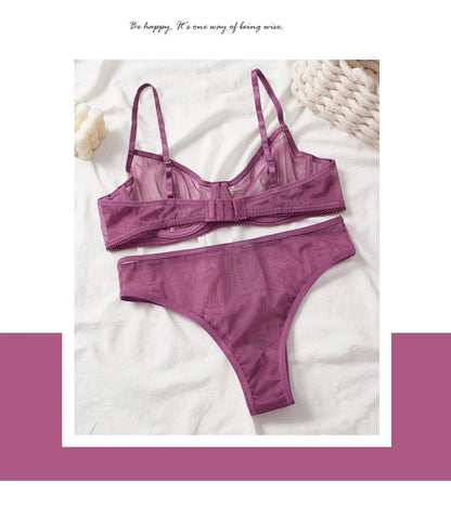 Mesh Transparent Lingerie Set – Seamless Bralette & Panty 2-Piece