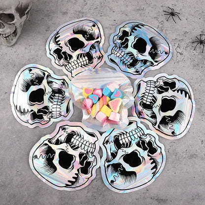 Halloween Skull Candy Bags – Self-Sealing Party Favor Pouches (10–100pcs)