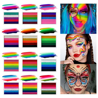 UV Glow-in-the-Dark Rainbow Face & Body Paint – Fluorescent Neon Makeup for Parties & Festivals
