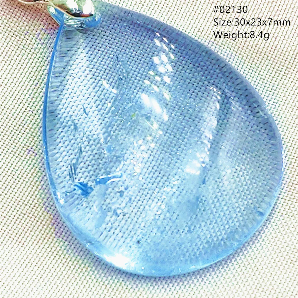 Natural Blue Topaz Quartz Pendant Necklace – Oval Healing Stone Jewelry