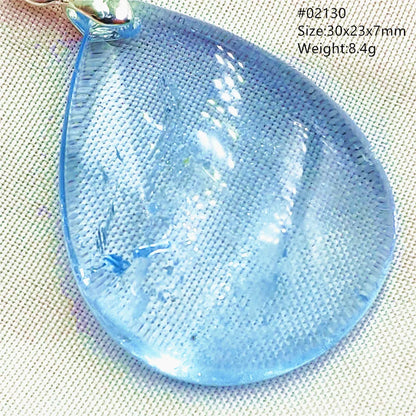 Natural Blue Topaz Quartz Pendant Necklace – Oval Healing Stone Jewelry