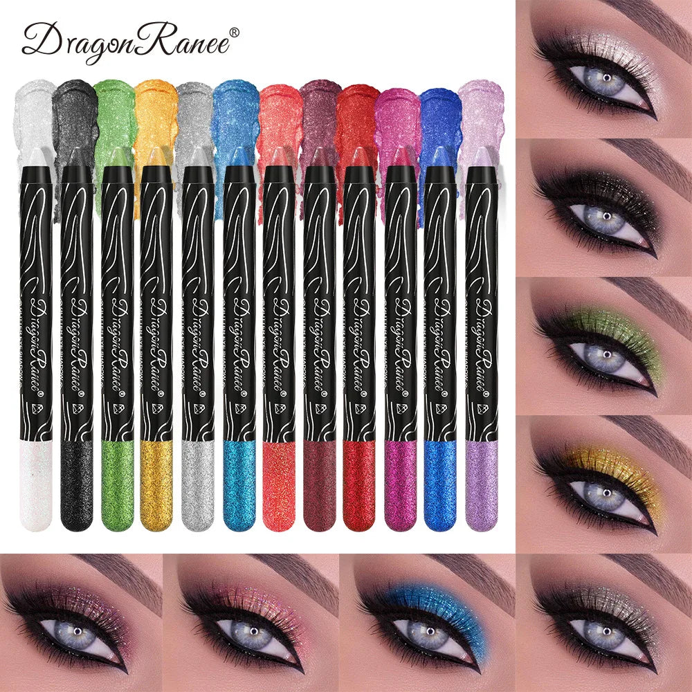 Glitter Eyeshadow & Eyeliner Pencil Set (12 Colors)