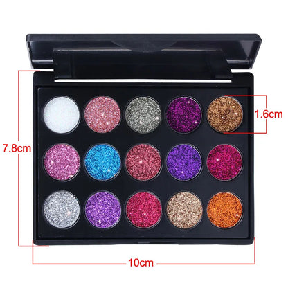 15-Color Glitter Eyeshadow Palette – Dazzling Gold Scallion Powder Tray