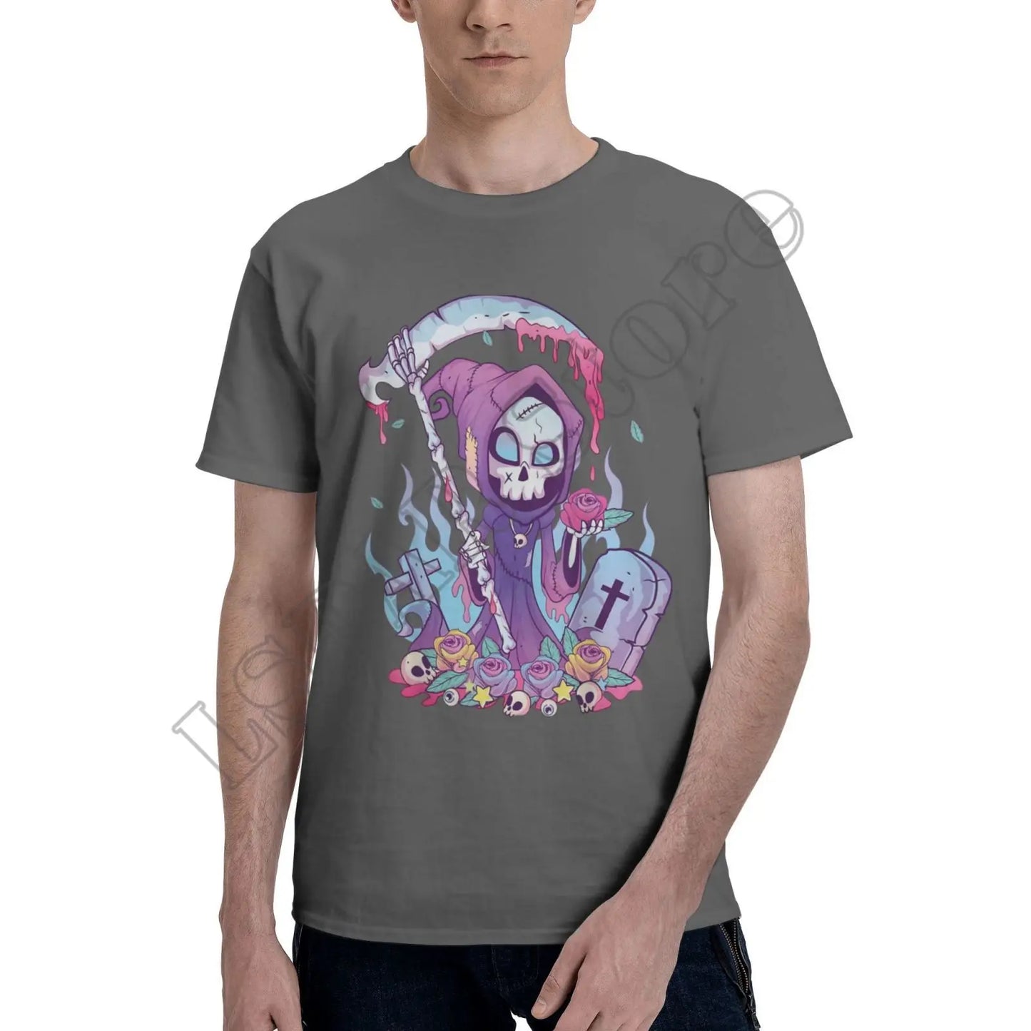 Pastel Goth Grim Reaper T-Shirt – Kawaii Occult Streetwear Tee