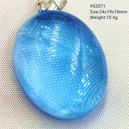 Natural Blue Topaz Quartz Pendant Necklace – Oval Healing Stone Jewelry