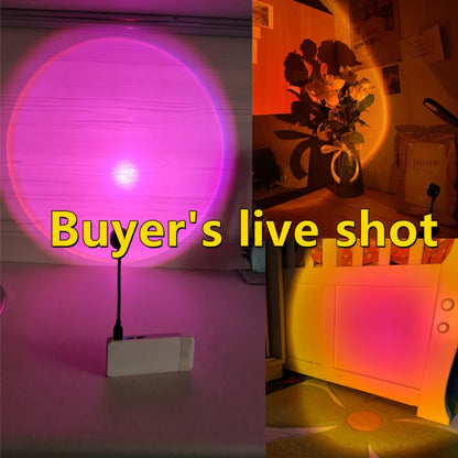 Sunset Lamp LED USB Rainbow Projector – Neon Night Light for Bedroom & Photography