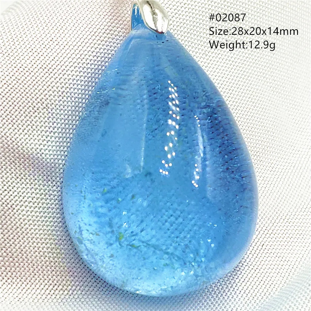 Natural Blue Topaz Quartz Pendant Necklace – Oval Healing Stone Jewelry