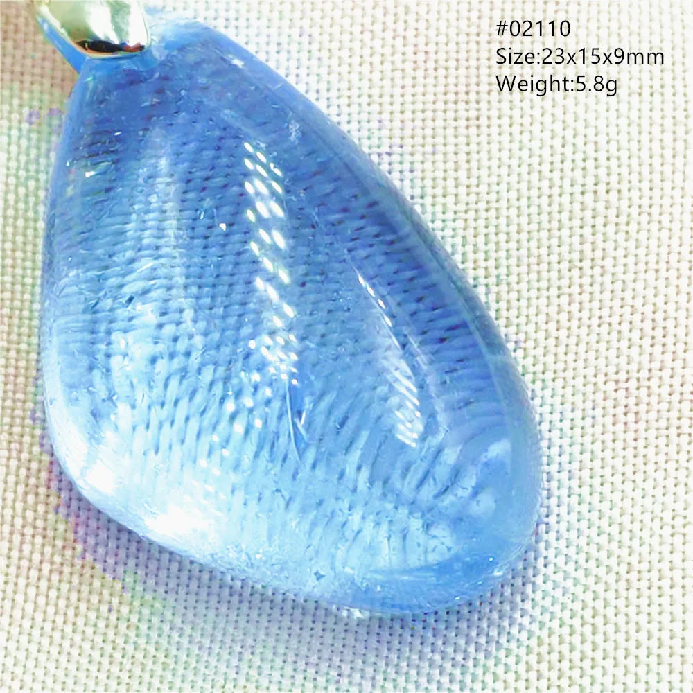 Natural Blue Topaz Quartz Pendant Necklace – Oval Healing Stone Jewelry