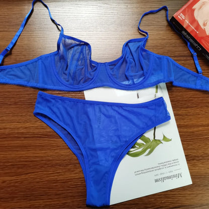 Mesh Transparent Lingerie Set – Seamless Bralette & Panty 2-Piece