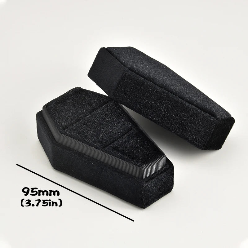 Gothic Velvet Coffin Jewelry Box – Customizable Ring & Necklace Display Case