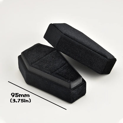 Gothic Velvet Coffin Jewelry Box – Customizable Ring & Necklace Display Case