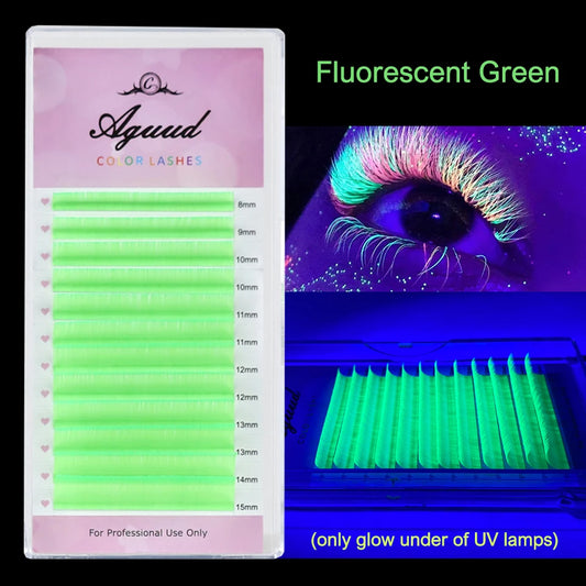 Glow-in-the-Dark Neon UV Lash Extensions – Fluorescent Color Faux Mink D Curl