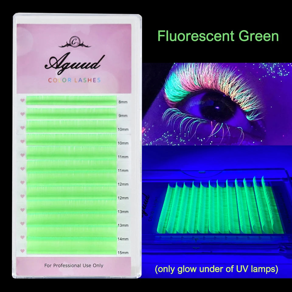 Glow-in-the-Dark Neon UV Lash Extensions – Fluorescent Color Faux Mink C Curl