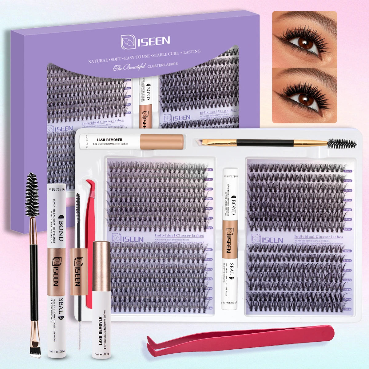 DIY Eyelash Extension Kit – Complete Cluster Lash Set with Bond, Seal & Tools