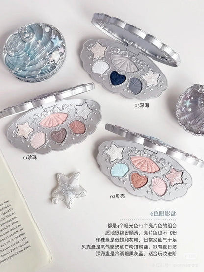 Flower Knows Shell Pearl Eyeshadow Palette – 6 Dreamy Shades, Endless Glow