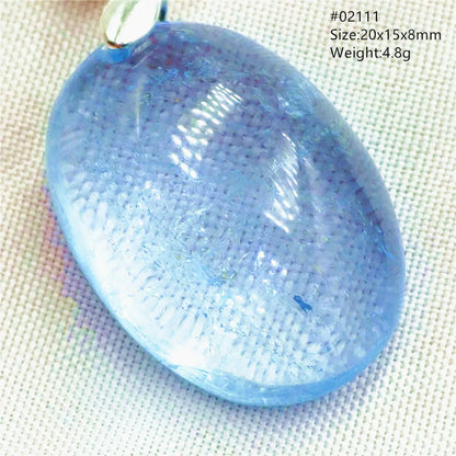 Natural Blue Topaz Quartz Pendant Necklace – Oval Healing Stone Jewelry