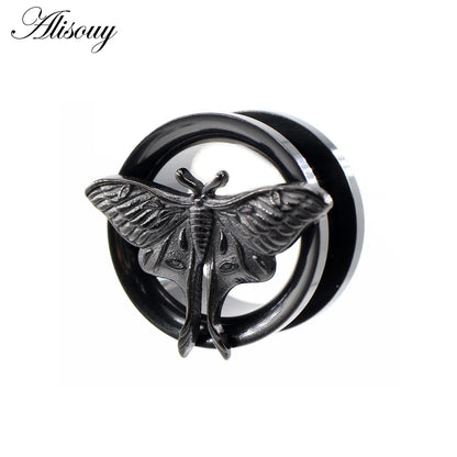 Stainless Steel Butterfly Thread Ear Tunnels – Plug & Stretcher Jewelry (1PC)
