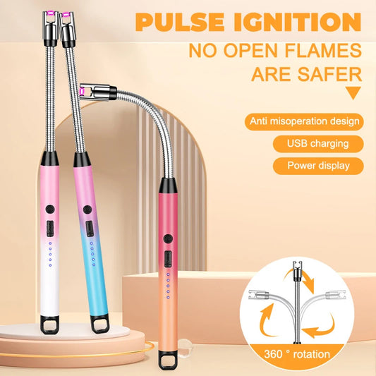 3PCS USB Rechargeable Electric Lighter Set – LED Display & 360° Rotation