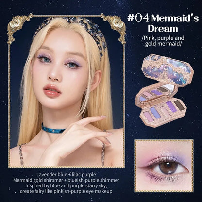 Moonlight Mermaid Eyeshadow Palette – 5-Color Matte & Shimmer Chameleon Finish