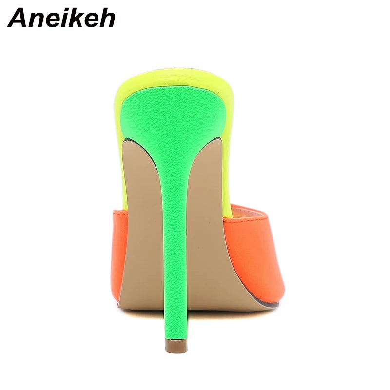 Pointed Toe Mule High Heel Sandals