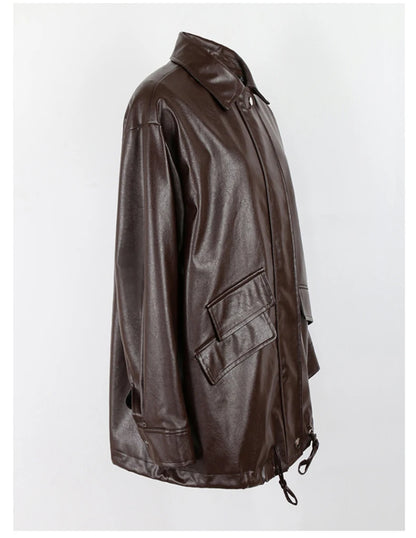 Oversized Faux Leather Jacket – Casual Cool Street Style