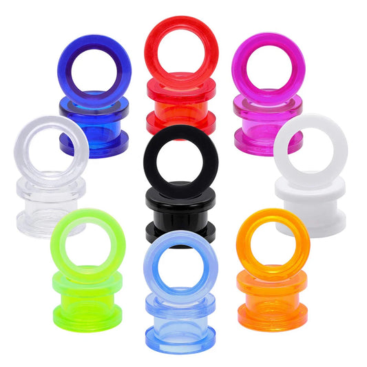 Pink Colored Acrylic Screw Ear Plugs &amp; Tunnels – 1 Pair (2–24mm)
