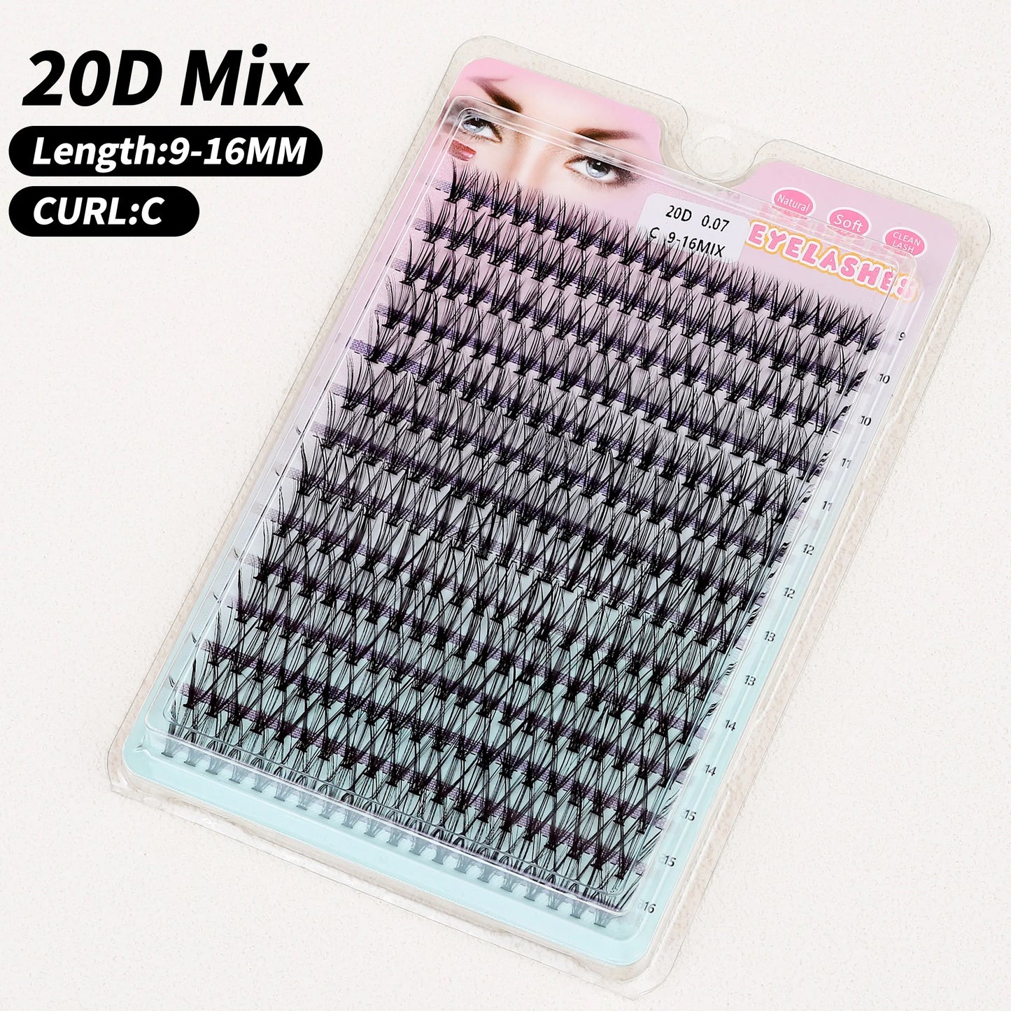 Individual 20–100D Cluster Lashes – 280pcs Mixed Tray Volume Extensions