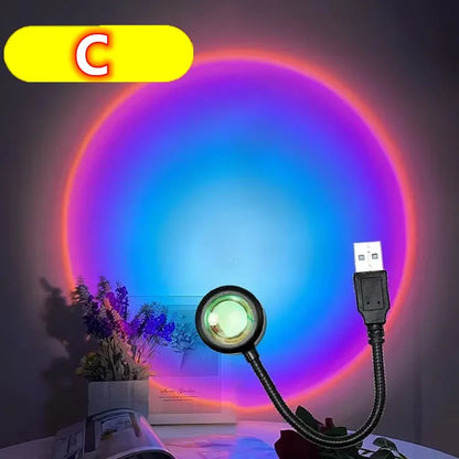 Sunset Lamp LED USB Rainbow Projector – Neon Night Light for Bedroom & Photography