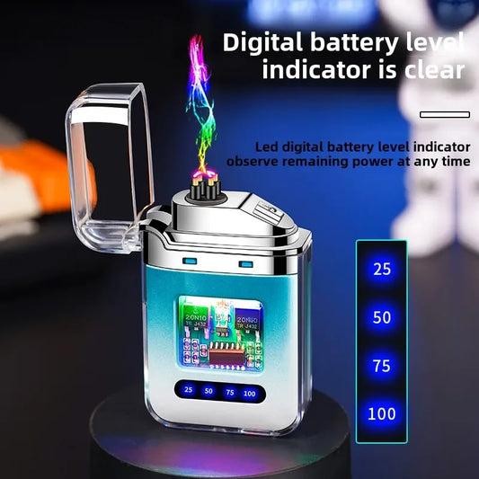 Electric Arc Rechargeable Lighter – Portable Windproof Dual Arc Plasma Gadget with Type-C Charging