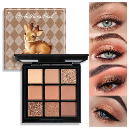 9-Grid Eyeshadow Palette – Glitter, Pearlescent, Matte & Shimmer Finishes