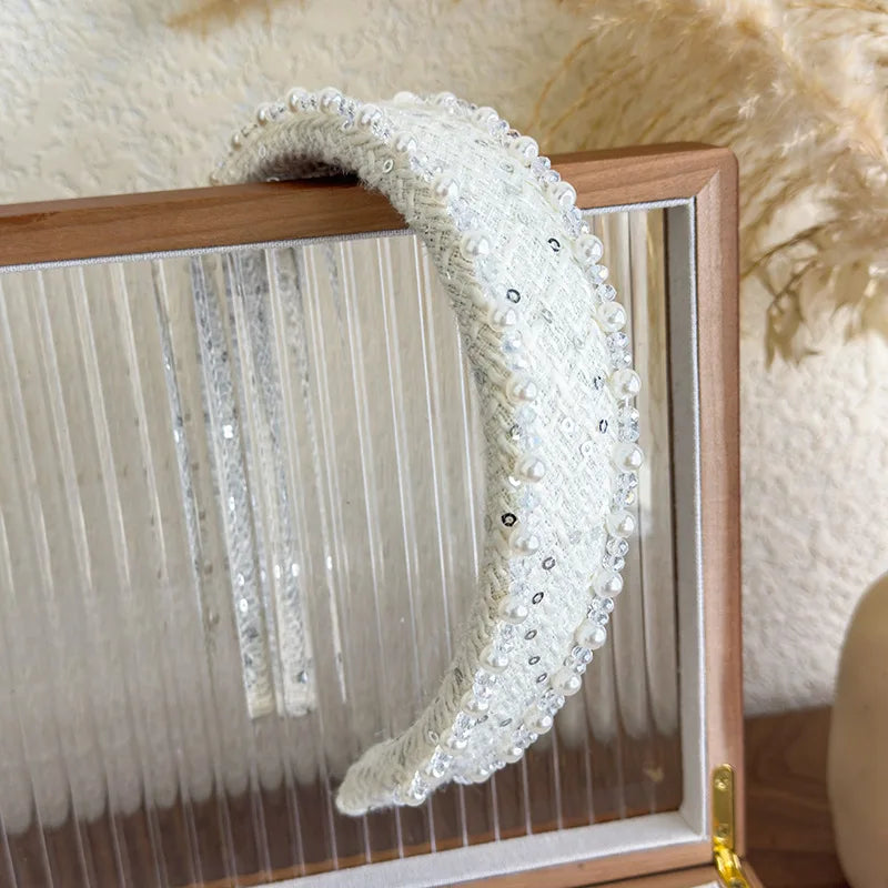 Retro Rose Pearl & Crystal Headband