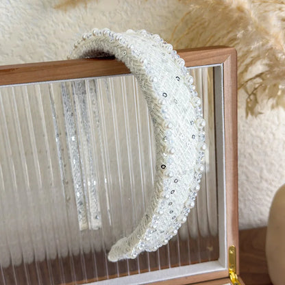 Retro Rose Pearl & Crystal Headband